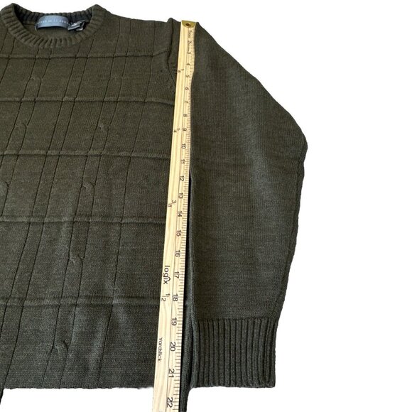 Oscar De La Renta Sweater Men’s L Green Vtg Light Cable Knit - Picture 6 of 11